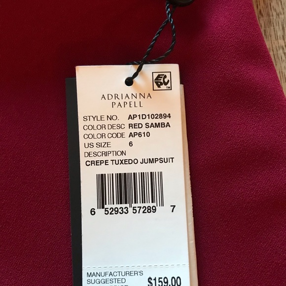 Red Tuxedo Jumpsuit Adrianna Papell - Picture 2 of 8